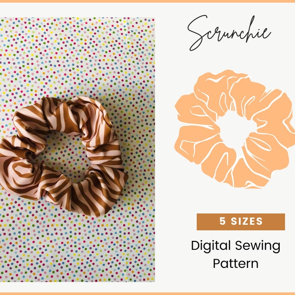 Modèle de couture DIY Hair Scrunchies, accessoires pour cheveux, modèle PDF numérique, avec instructions, tutoriel de couture