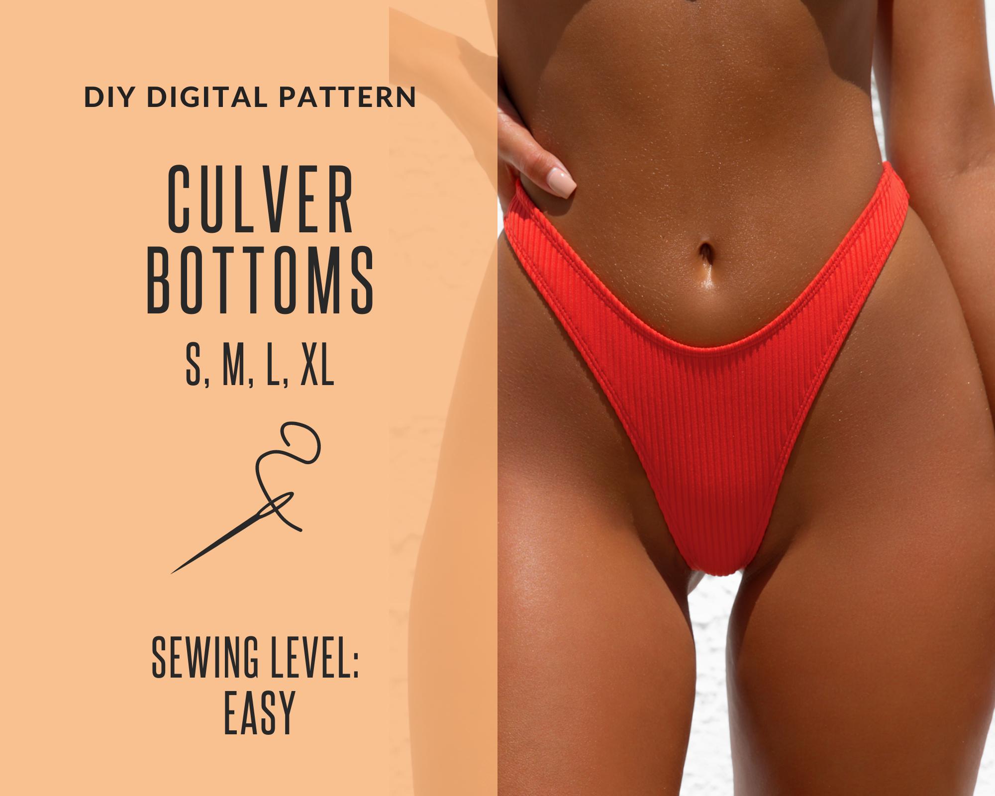 DIY 90s high-cut bikini bottoms, PDF sewing pattern, easy sewing pattern with instructions