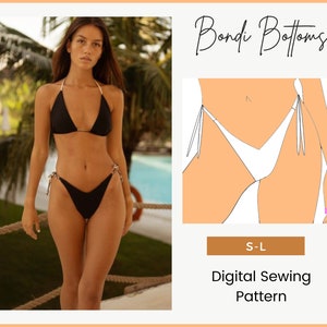 High Waisted Bikini Bottom, Seamless Swimsuit Bottom, Bahamas Belt