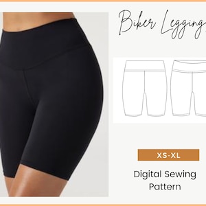 DIY Women's Biker Shorts, High Waistband Yoga Running Gym shorts, easy PDF sewing pattern, Activewear sewing pattern, YouTube video