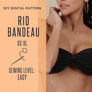 DIY Rio Women&#39;s Twisted Bandeau, easy bikini top sewing pattern, Pdf Instant Download Pattern, with instructions