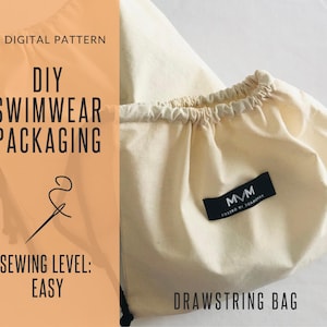 DIY Swimwear Packaging sewing pattern for swim brands, easy Pdf digital pattern with instructions, drawstring bag