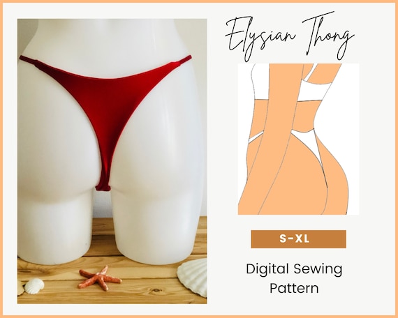 DIY Elysian Thong Bikini Bottoms With Ring Hips Straps, Brazilian Style  Bottoms, Tanga Bikini, PDF Sewing Pattern, Swim Pattern 