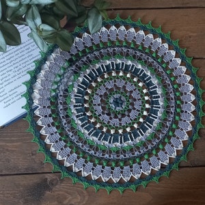 Handmade Crochet Cotton Mandala Doily - 34 cm