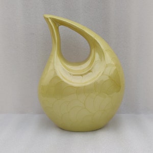 Urn For Human Ashes, Aluminium Yellow Pearl Adult Cremation Urn For Human Ashes, Funeral Urn, Cremate Urn, Modern Urn, Teardrop Adult Urn