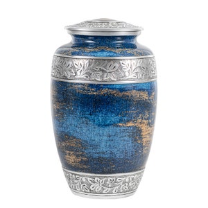 Urn For Human Ashes Roughly Blue Texture Cremation Urn Full Size- Cremate Urn - Cremate Urn For Adult