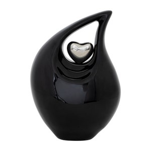 Black Teardrop Cremation Urns for Human Ashes - Urn- Urns for Ashes (6.5 Inches High ) Small Urns for Ashes - Cremate Urn