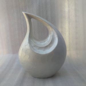 Aluminium White Pearl Enamel Adult Cremation Urn For Human Ashes