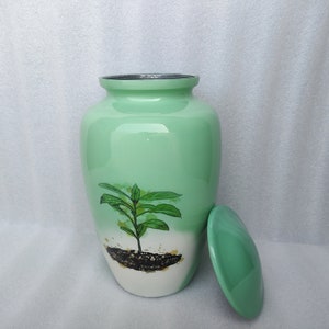 Aluminium Groene Boom van het Leven Volwassen Crematie Urn Voor Menselijke As, Begrafenis Urn, Cremat Urn, Moderne Urn - Volwassen 200 Cubic Inches