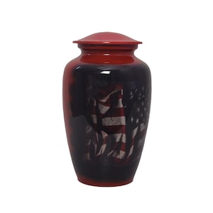 American Flag Cremation Urn: Hand-Painted Aluminum Keepsake