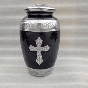 Love Of Christ Czarna urna kremacyjna, urna na prochy ludzkie, urna kremacyjna, urna kremacyjna dla dorosłych, urna ludzka, urna dla dorosłych na prochy ludzkie w pełnym rozmiarze