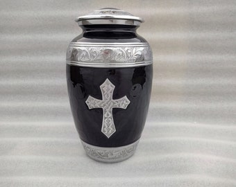 Love Of Christ Black Cremation Urn: Hand Carved Aluminum, 200 lbs