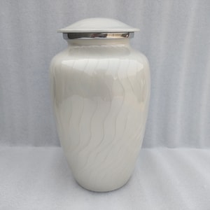 Aluminium Classic White Pearl Adult Cremation Urn For Human Ashes Full Size Cremate Urn - Funeral Urn - Adult  200 Cubic Inches
