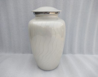 Aluminium Classic White Pearl Adult Cremation Urn For Human Ashes Full Size Cremate Urn - Funeral Urn - Adult  200 Cubic Inches