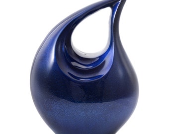 Modern Blue Teardrop Urn For Human Ashes - Cremate Urn For Adult - Adult Cremate Urn For Human Ashes With Temperature Control Point