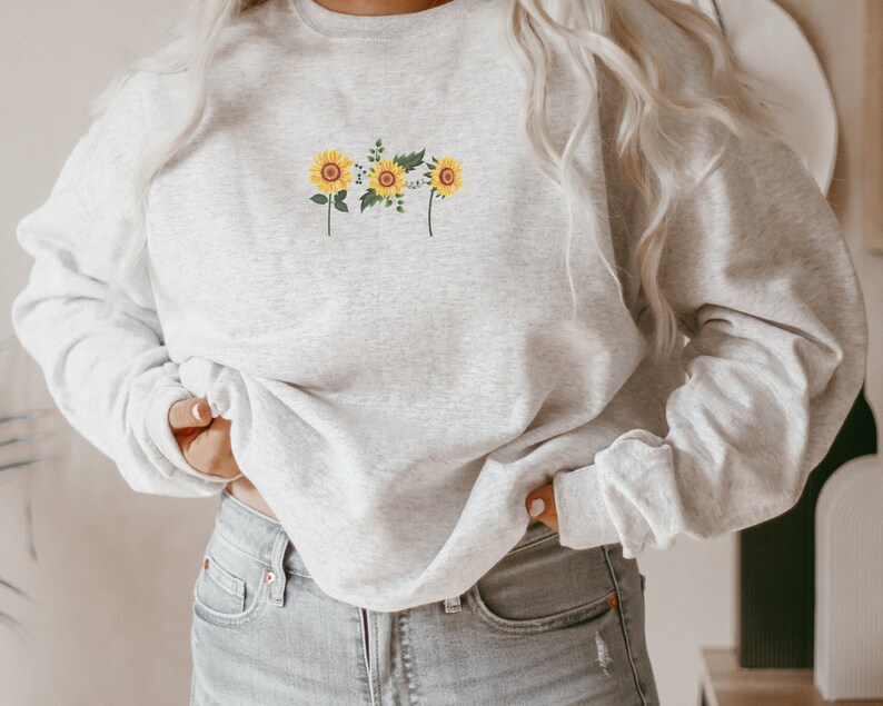 Aesthetic Clothing Sunflower Sweatshirt Crew Neck Sweatshirt | Etsy