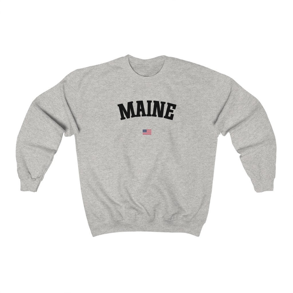 Maine Sweatshirt Maine Made Maine Varsity Crewneck Maine Etsy