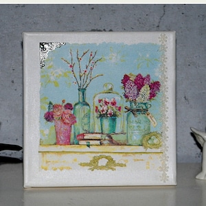 Flowers Picture Decoration Lilac Roses Shabby Chic Decoration Vintage Canvas Pictures Gifts for Birthday Women Mother&#39;s Day