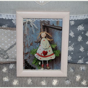 Engel Bild Holzbilderrahmen Schutzengel Shabby Chic Deko Leinwandbilder Dekoration Kinderzimmer kleine Geschenke Geburtstag Geburt Taufe Bild 2