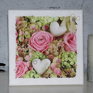 Shabby Chic Deco Pictures Canvas Pictures 20x20 cm Roses Flowers Picture Vintage Decoration Wall Pictures Birthday Gifts for Women