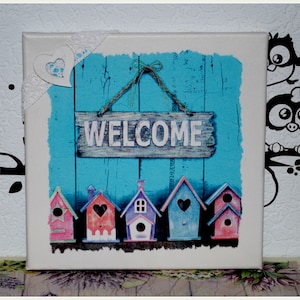 Decorative Picture Maritim Welcome 20x20 Canvas Pictures Decoration Bathroom Wall Pictures Gifts Women Birthday