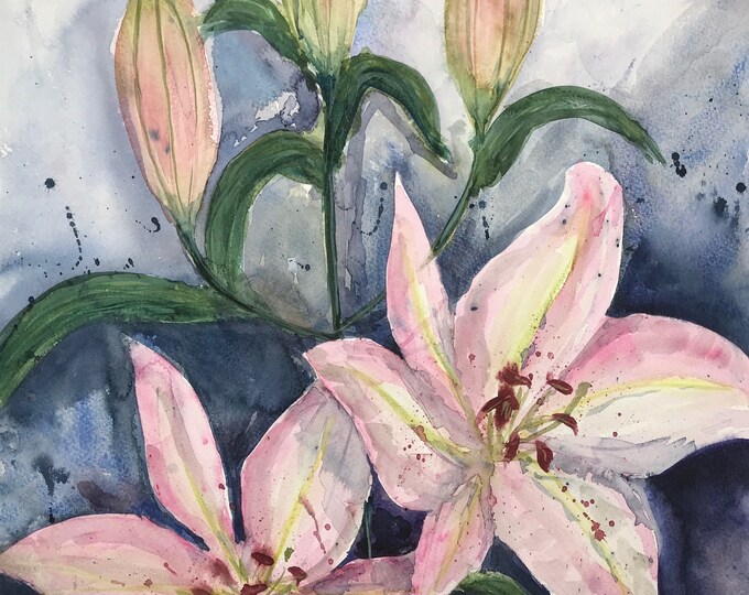 Lilies  - flowers giclee print from an original watercolour painting