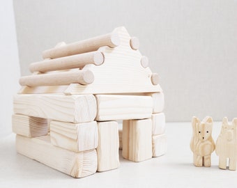 Walden Cabin Puzzle /Wooden toys/ Building blocks / Montessori toys / Waldorf toy/creative playing/pretend play/ dollhouse