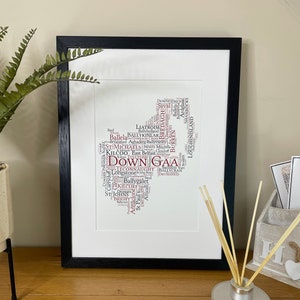 Irish Prints Down GAA Clubs Irish Themed Word Art Poster Print  can be personalised  Irish Gifts  Irish Wall Print