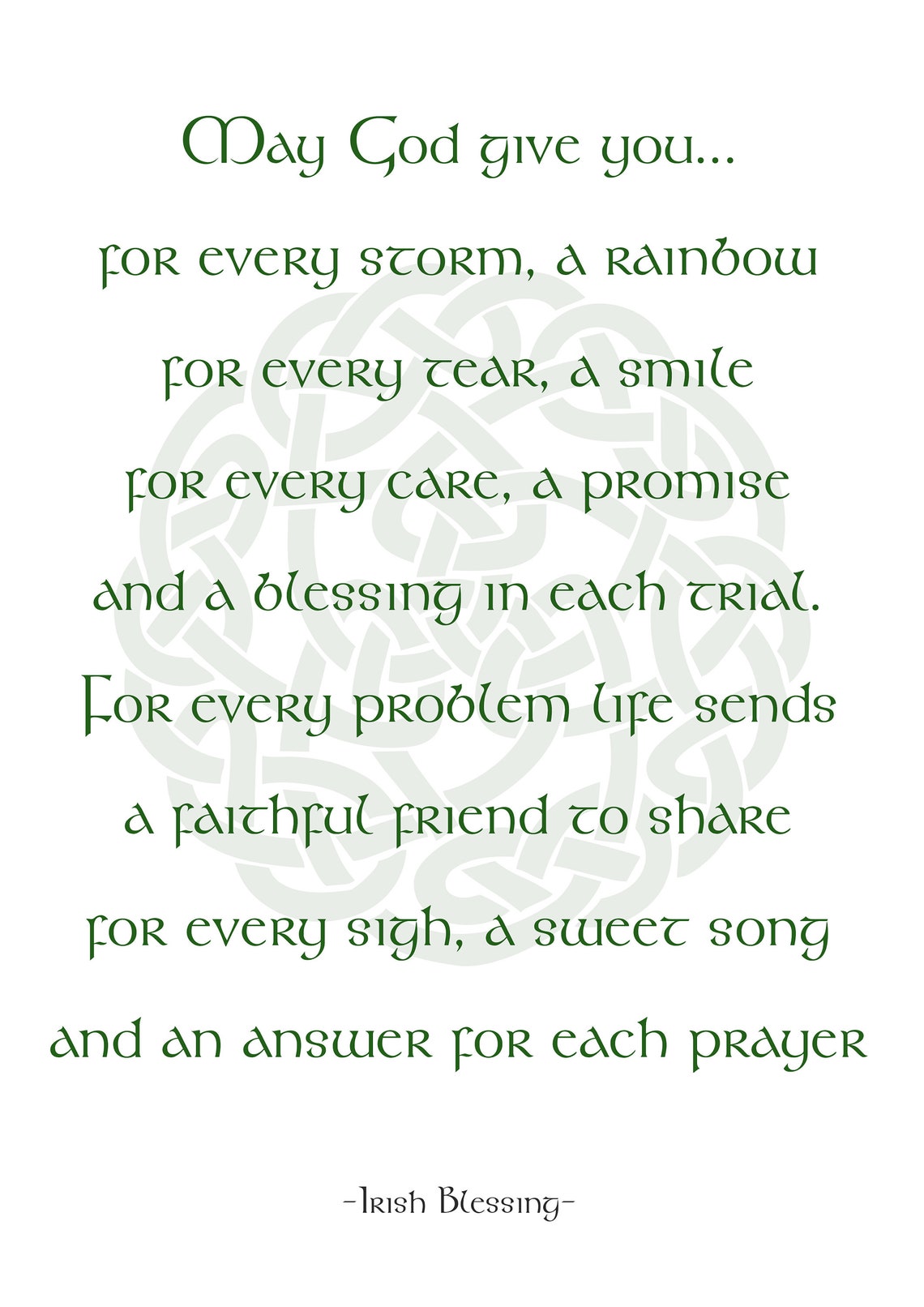 Irish Blessing 'May God Give You For Every Storm' | Etsy