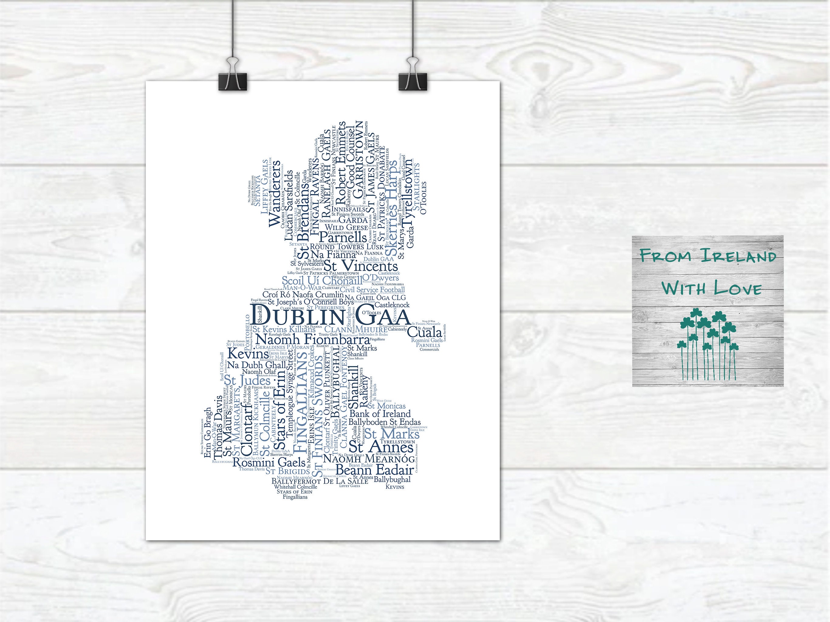 Dublin GAA Irish Themed Word Art by Ireland With Love Hurling, Football