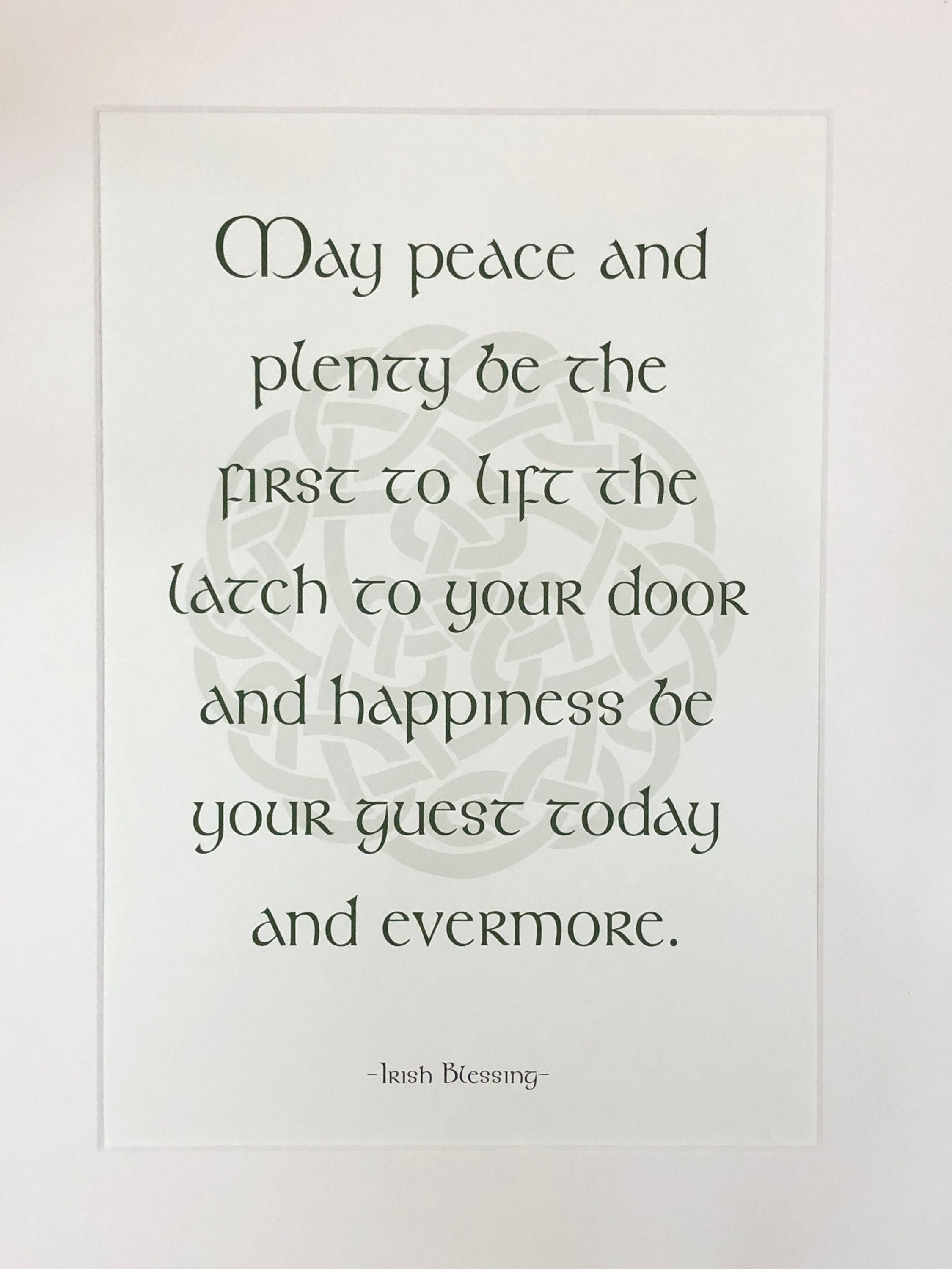 Irland Irish Blessing 'May Peace and Plenty' Irische Segen, Sprüche und