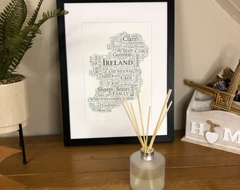 Kaart van Ierland - Woordkunstprint - Poster over Ierse cultuur en erfgoed