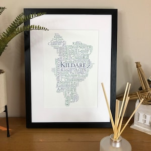 County Kildare Towns Irish Themed Word Art Poster Irischer Druck Irische Drucke Drucke aus Irland Print of Irland Geschenk aus Irland