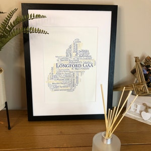 Irish Prints Longford GAA Clubs Irish Themed Word Art Poster Print  can be personalised  Irish Gifts  Irish Wall Print