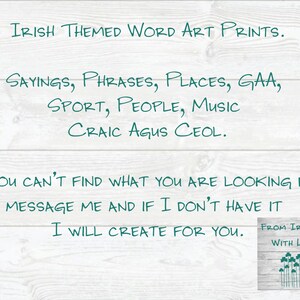 Meath GAA Clubs Irish Themed Word Art Poster Print by Ireland With Love Printed in sizes A5 A4 and A3 offered as print only, framed or matted with all the county GAA clubs listed in the county colours in the shape of the county, this print can also be personalised