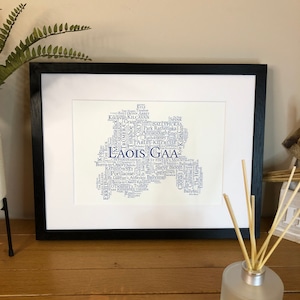Irish Prints Laois GAA Clubs Irish Themed Word Art Poster Print  can be personalised  Irish Gifts  Irish Wall Print