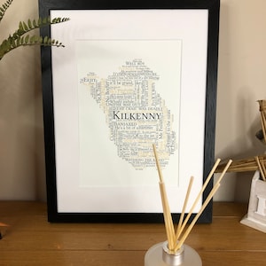 County Kilkenny For The  Craic  Map Irish Themed Word Art Poster Irish Print With Irish Sayings and Phrases by Ireland With Love