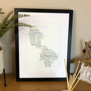 Irish Prints Leitrim GAA Clubs Irish Themed Word Art Poster Print  can be personalised  Irish Gifts  Irish Wall Print