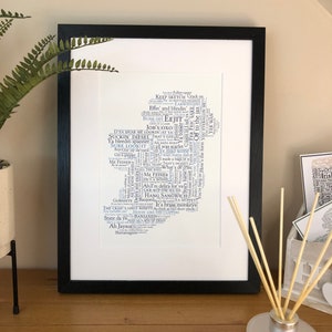 Dublin Craic Karte von Irland, Wand-Kunst-Poster Irischer Druck mit irischen Sprüchen und Phrasen aus ganz Dublin Irish at Hear