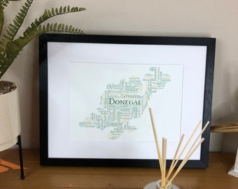 County Donegal Towns Irish Themed Word Art Poster Irish Print  by Ireland With LoveGift From Ireland