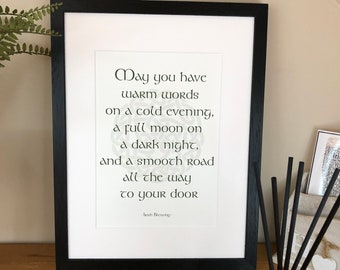 May you have Warm Words on a Cold Evening  Irish Themed Blessings  Proverbs and Limericks  Irish Prints by Ireland With Love  Irish Posters
