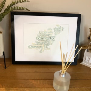 Irish Prints Donegal GAA Clubs Irish Themed Word Art Poster Print  can be personalised  Irish Gifts  Irish Wall Print