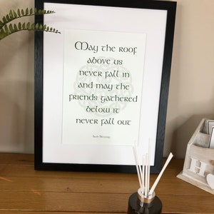 Irish Blessing  May the Roof Above us Never Fall  Irish Themed Word Art Poster Irish Print by Ireland With Love  Irish Poster Prints