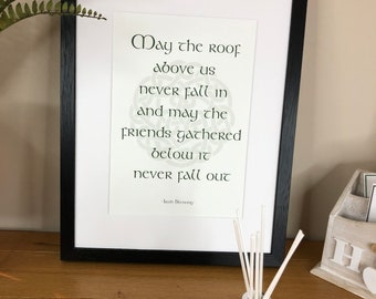 Irish Blessing  May the Roof Above us Never Fall  Irish Themed Word Art Poster Irish Print by Ireland With Love  Irish Poster Prints