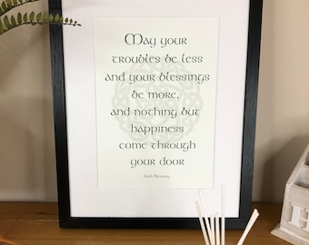 Irish Blessing  May Your Troubles be Less  Irish Themed Word Art Poster Irish Print by Ireland With Love  Irish Poster Prints
