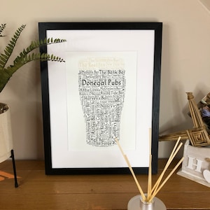 Pint of Donegal Pubs Irish Themed Word Art Poster Print by Ireland With Love Pubs of Ireland  Irish Pubs  Pint of Irish Stout, Lager or Ale