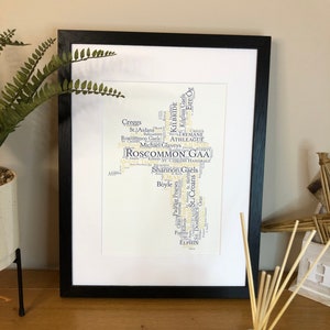 Irish Prints Roscommon GAA Clubs Irish Themed Word Art Poster Print  can be personalised  Irish Gifts  Irish Wall Print
