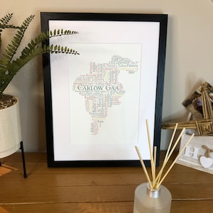 Irish Prints Carlow GAA Clubs Irish Themed Word Art Poster Print  can be personalised  Irish Gifts  Irish Wall Print