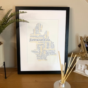 Irish Prints Tipperary GAA Clubs Irish Themed Word Art Poster Print  can be personalised  Irish Gifts  Irish Wall Print