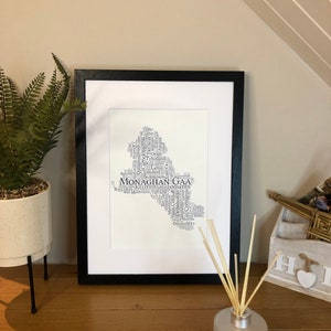 Irish Prints Monaghan GAA Clubs Irish Themed Word Art Poster Print  can be personalised  Irish Gifts  Irish Wall Print
